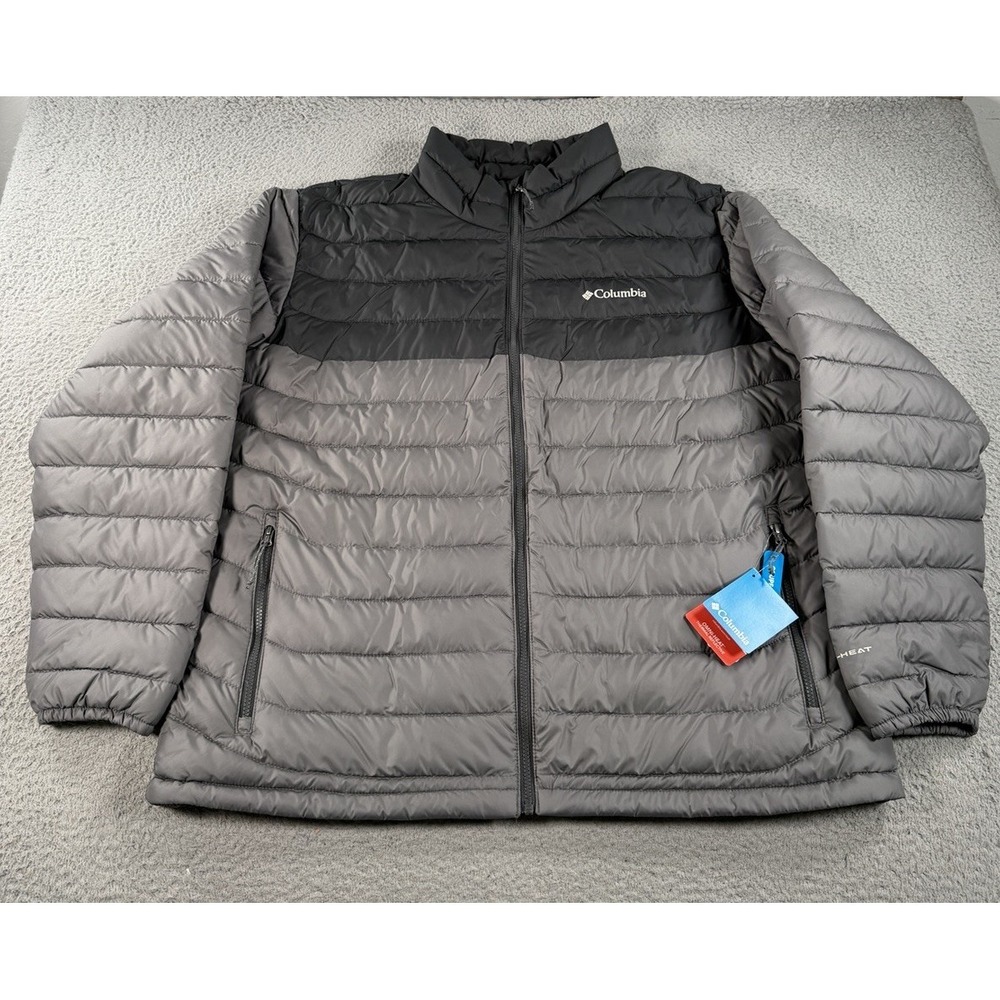 Columbia Men's‎ Powder Lite II Puffer Jacket Mens 2XL Dark Gray Omni Heat NWT